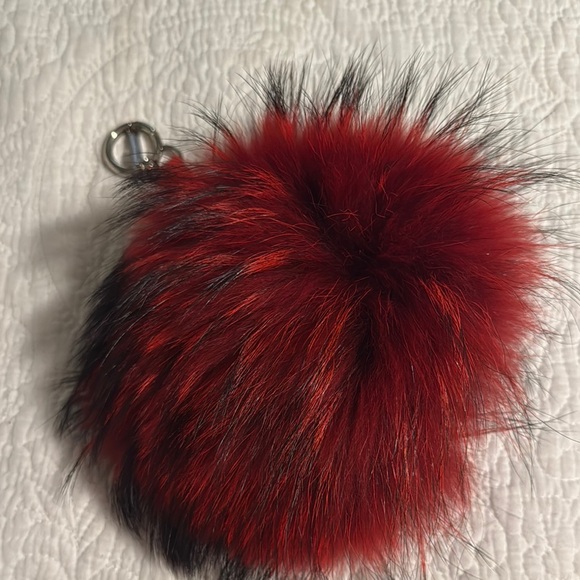 Fendi Red and Black Fur Key Charm - Picture 3 of 6
